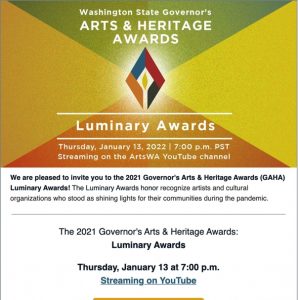 2021 Governor's Arts & Heritage Awards (GAHA) Luminary Awards!